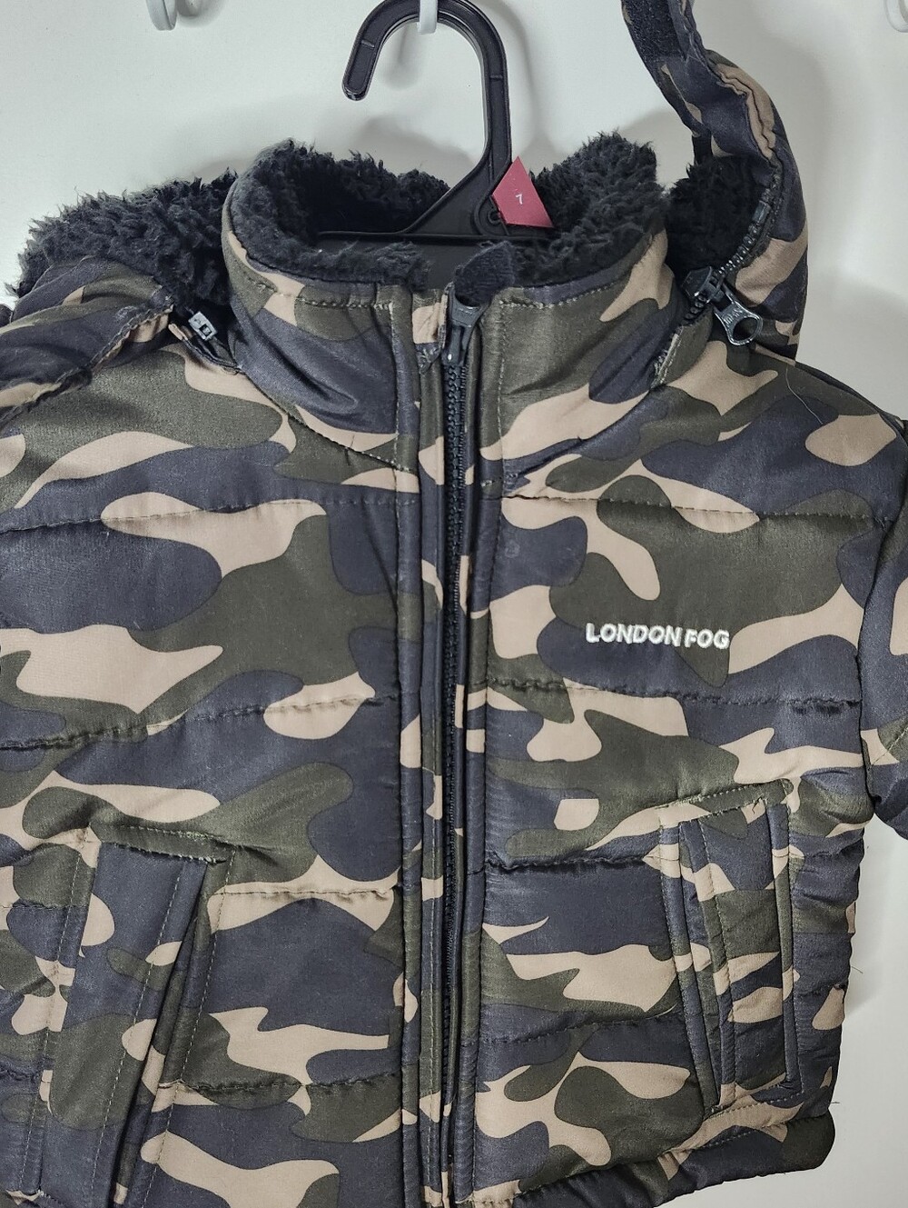 London Fog Kids Camo Puffer Jacket 12 Month Sherpa Lined - Picture 2 of 8